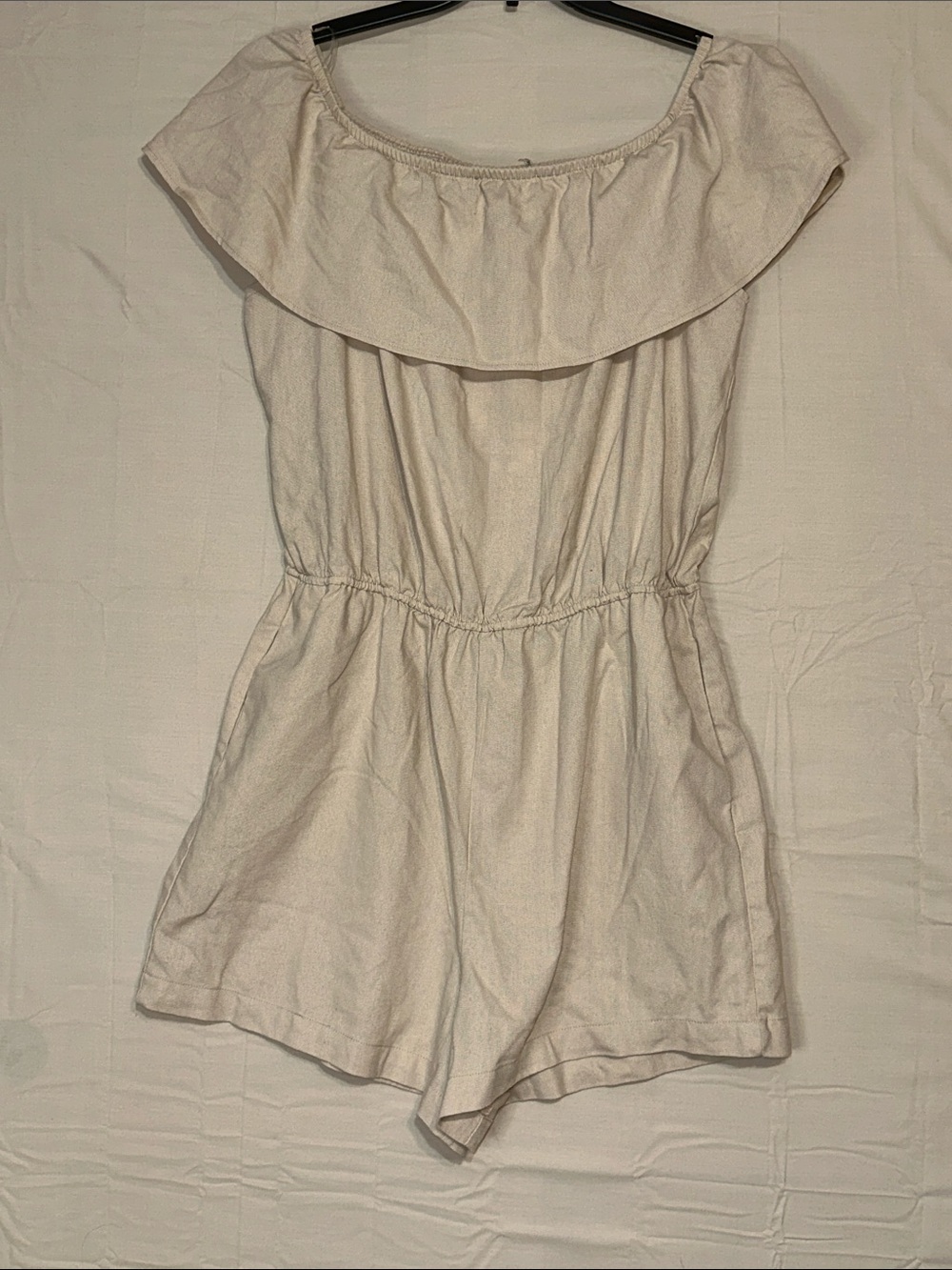 Ci Sono Cream Off-Shoulder One-Piece Romper - Picture 1 of 5